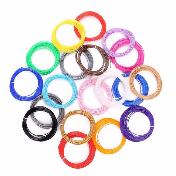 1.75mm 20 Color Sample Pack PLA 3D Pen Filament Refills - 10M Per Colorful