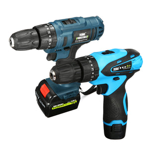 12V/21V LED Light Cordless Electric Impact Drill Power Drills Screwdriver Li-Ion Battery