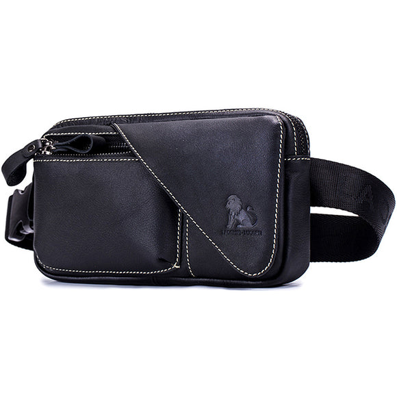 Men Vintage Genuine Leather Minimalist Fashion Sling Bag Chest Bag Waist Bag Crossbody Bag