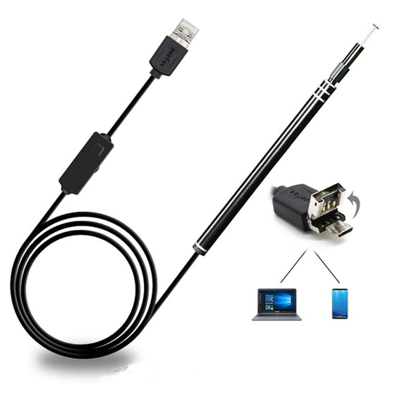 2 in 1 USB Visual Ear Otoscope Endoscope Camera Borescope Inspection Endoscope for Android PC