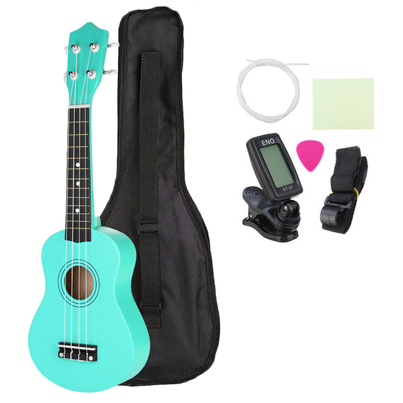 21 Inch Basswood Soprano Ukulele with Gig Bag Tuner Green