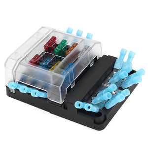 12V/32V 6-Way Blade Fuse Box Holder Bus Bar W/ LED Failure Warning Light