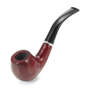 KCASA KC-WTP019 Classic Red Solid Wood Tobacco Pipe Durable Smoking Pipe Cigar Flitter