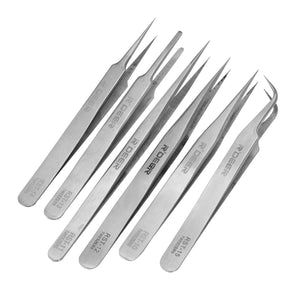 6pcs R'DEER RST10-15 High-Precision Stainless Steel Pointed Tweezers Electronics Tweezers Set