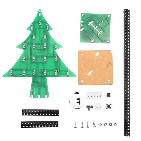 DIY LED Flash Kit Colorful Light Patch Stereo Christmas Tree with Music Electronic Learning Kit