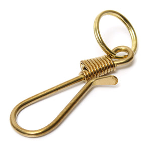 Solid Brass Fish Hook Key Chain Keyring Keys Belt Wallet Clip Keyfob Pocket Keychain