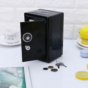 Safe Security Metal Money Bank Deposit Cash Savings Saving Box Jar Coins Storage Box for USD EURO GBP Money Desktop Organizer