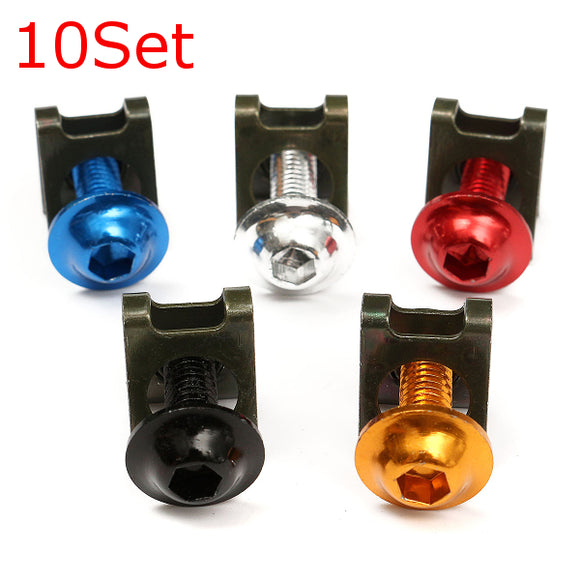 10Set M6x6mm CNC Sportbike Fairing Body Speed Fastener Clip Nut Bolt Screw Kit