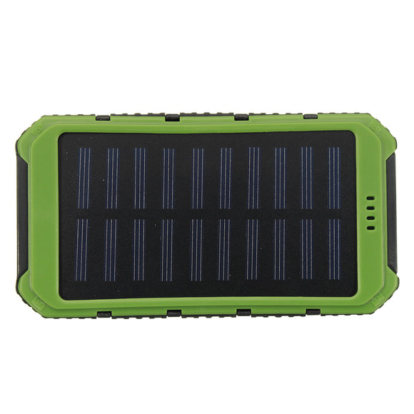 Waterproof Solar LED Dual USB Power Bank External Battery Charger Box Case