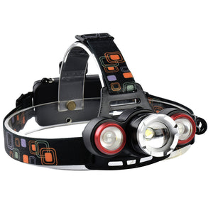 XANES XQ-117 1000 Lumens T6 + 2x LED Bicycle Headlight Outdoor Sports 4 Modes Adjustable Headlamp