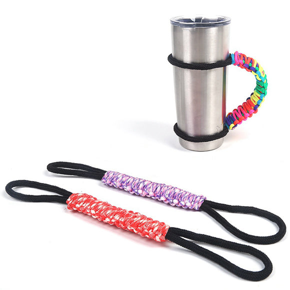 IPRee 30OZ Adjustable Nylon Paracord Water Cup Tumbler Handle Bottle Ring Rope Survival Strap