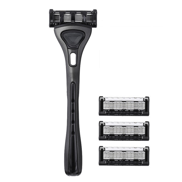 Minleaf ML-HR Manual Men's Razor Aloe Vera Lubrastrip 4 Blade Refills with Precision Trimming