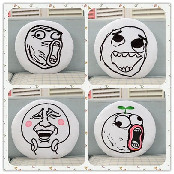 Creative Funny Expression Rage Comic Round Throw Pillow Plush Bed Sofa Car Cushion