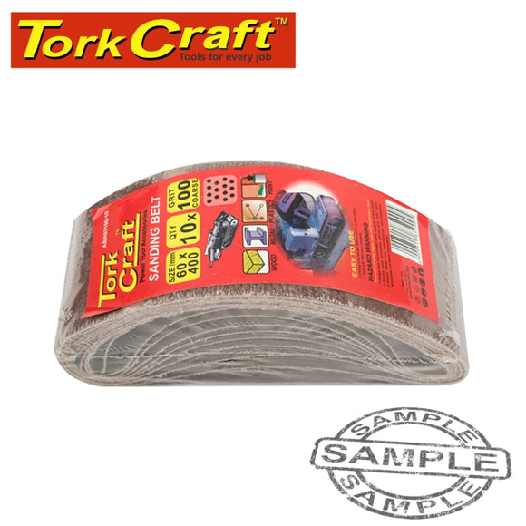 SANDING BELT 60 X 400MM 100GRIT 10/PACK (FOR TRITON PALM SANDER)