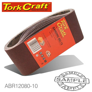 SANDING BELT 75 X 610MM 80 GRIT 10/PACK