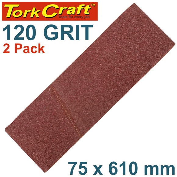 SANDING BELT 75 X 610MM 120GRIT 2/PACK