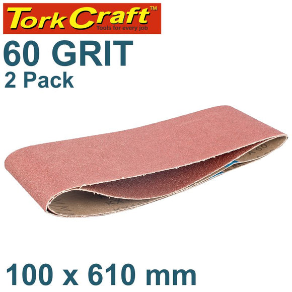 SANDING BELT 100 X 610MM 60GRIT 2/PACK