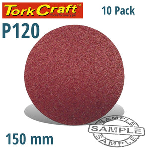 SANDING DISC 150MM 120 GRIT 10/PK HOOK AND LOOP