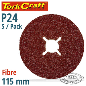 FIBRE DISC 115MM 24 GRIT 5 PACK