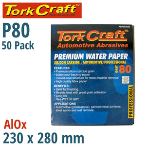 PREMIUM WATERPROOF PAPER  80 GRIT 230  X 280 (50 PIECE) AUTOMOTIVE