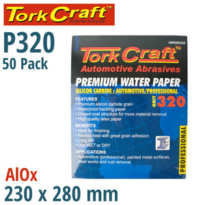 PREMIUM WATERPROOF PAPER  320 GRIT 230  X 280 (50 PIECE) AUTOMOTIVE