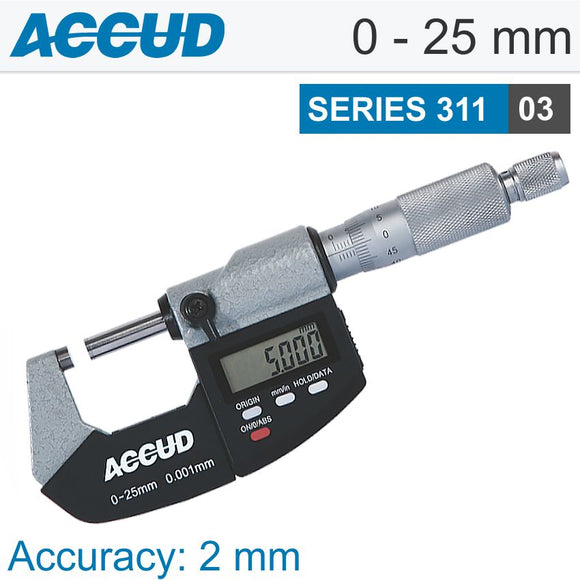 DIGITAL OUTSIDE MICROMETER 0-25MM 0.001MM RES.