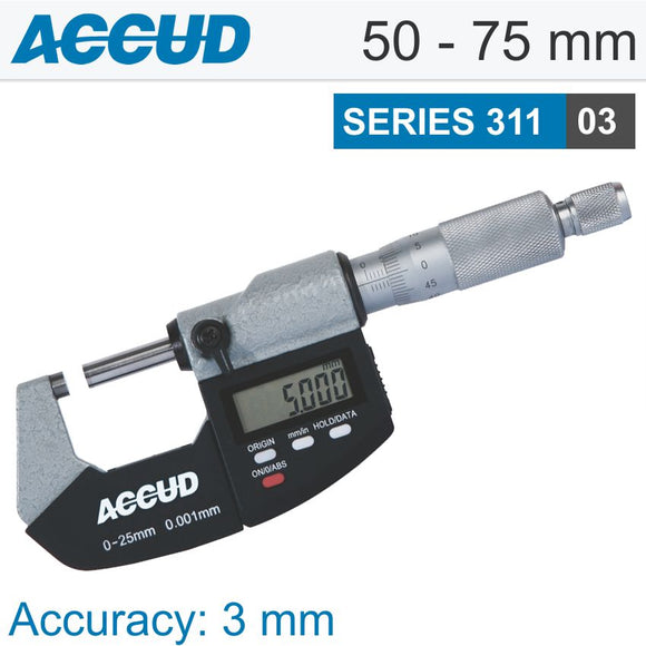 METRIC DIGITAL OUTSIDE MICROMETER 50-75MM 0.001MM RES.