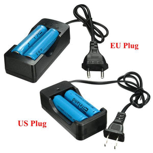 2x Elfeland 3.7V 3000mAh 18650 Li-ion Battery + EU/US Plug Charger