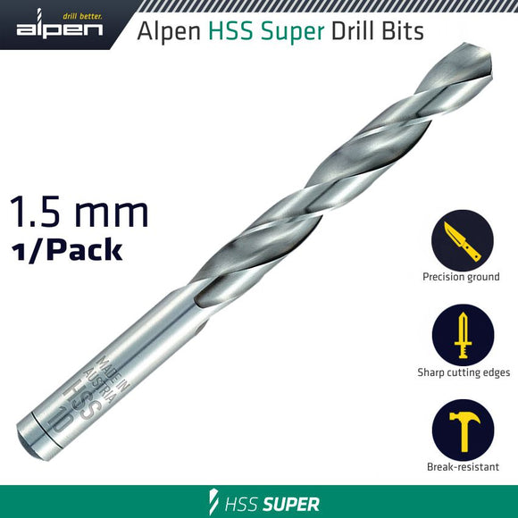 HSS SUPER DRILL BIT 1.5MM 1/PACK (182015)