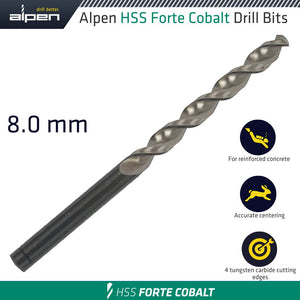 HSS FORTE COBALT DRILL BIT 8MM