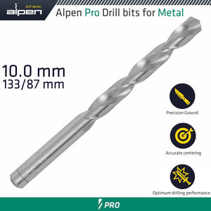 ALPEN PRO HSS 10MM DRILL DIN 338 RN 135 SPLIT POINT PLASTIC WALLET