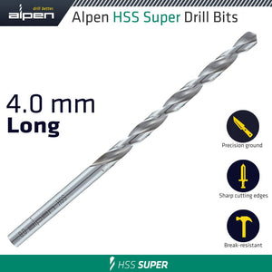 HSS SUPER DRILL BIT LONG 4 X 119MM POUCH