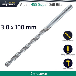 HSS DRILL BIT LONG 3 X 100MM BULK