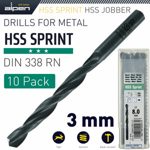 HSS SPRINT DRILL BIT 3.0MM BULK IND.PACK