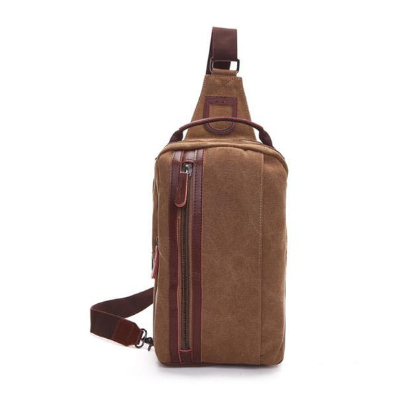 Men Leisure Canvas Shoulder Bag Vintage Style Crossbody Chest Pack