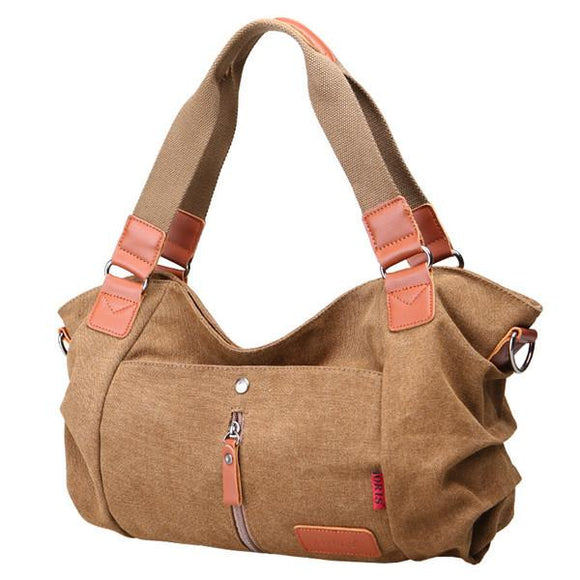 Women Canvas Handbags Casual Shoulder Bags Contrast Color Crossbody Bags