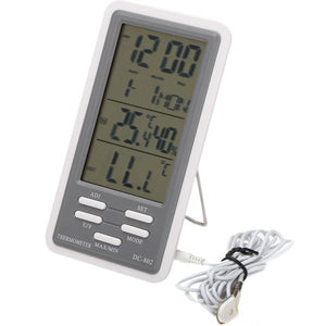 DC-802 LCD Digital Thermometer Hygrometer Temperature Humidity Meter Clock Indoor Outdoor