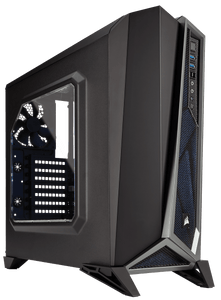 Corsair CC-9011084-WW carbide series spec Alpha windowed Black+Silver , No psu ( bottom placed psu design )