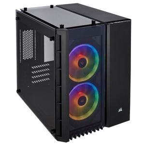 Corsair CC-9011135-WW crystal series 280X RGB blacK - dual-chamber design , with front+sidel+top tripple tempered glass , front+top+bottom full-sized dust filters , all steel exterior , dedicated chamber for psu + hdd bay , no psu