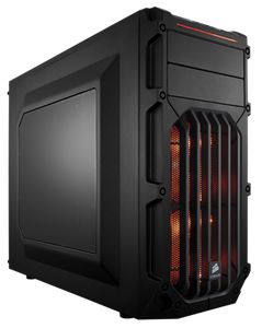 Corsair CC-9011054-WW carbide series spec-03+ Windowed side panel with 2x Orange LED fan , No psu ( bottom placed psu design ) , all black