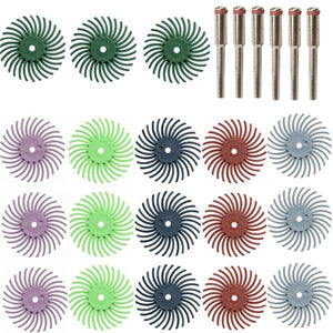 24pcs 80-1000 Grit Radial Bristle Disc Brush Polishing Burr with 3mm Mandrels