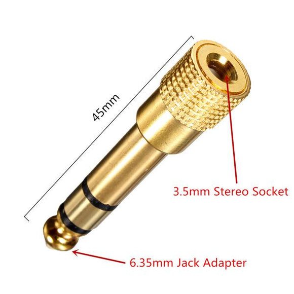 6.35mm Male to 3.5mm Female Stereo Jack Headphone Adapter Converter