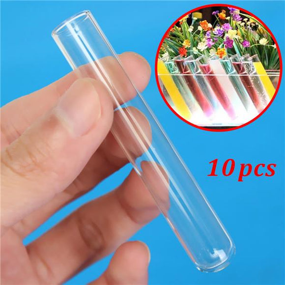 10pcs 12x75mm Lab Chemistry Glassware Borosilicate Glass Teaching Test Tubes