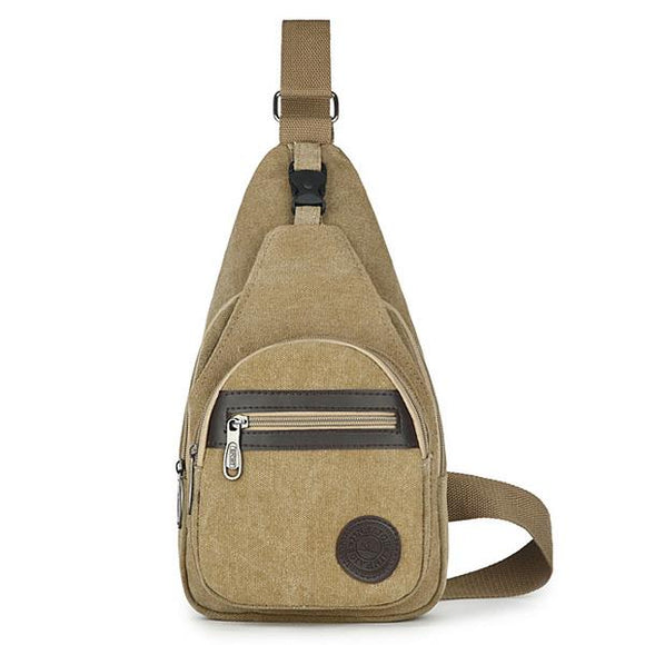 Men Canvas Casual Travel Outdoor Black Khaki Coffee Chest Crossbody Bag