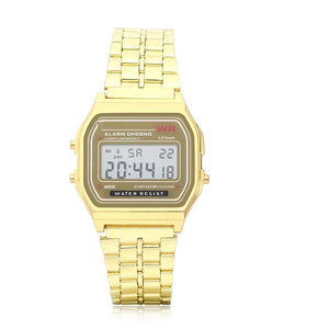 Men Fashion Digital Rectangle Dial Alarm Chronograph Alloy Band Sport Watch