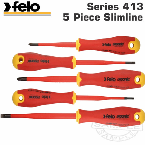 FELO 413 S/DRIVER SET 5PC ERGONIC SLIMLINE INSULATED VDE SL/PH