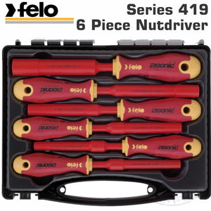 FELO 419 NUT DRIVER SET 6PC ERGONIC INSULATED VDE SL HARD CASE