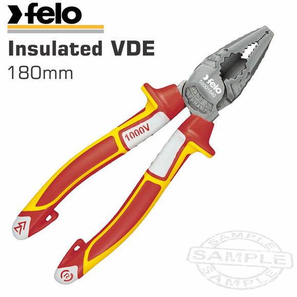 FELO PLIER COMB. 180MM INSULATED VDE