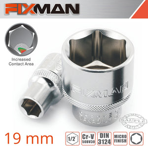 FIXMAN 1/2' DRIVE HEX SOCKET 19MM X 25.8MM