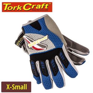 MECHANIC GLOVE X-SMALL SYNT.LEATHER LEATHER PALM AIR MESH BACK BLUE